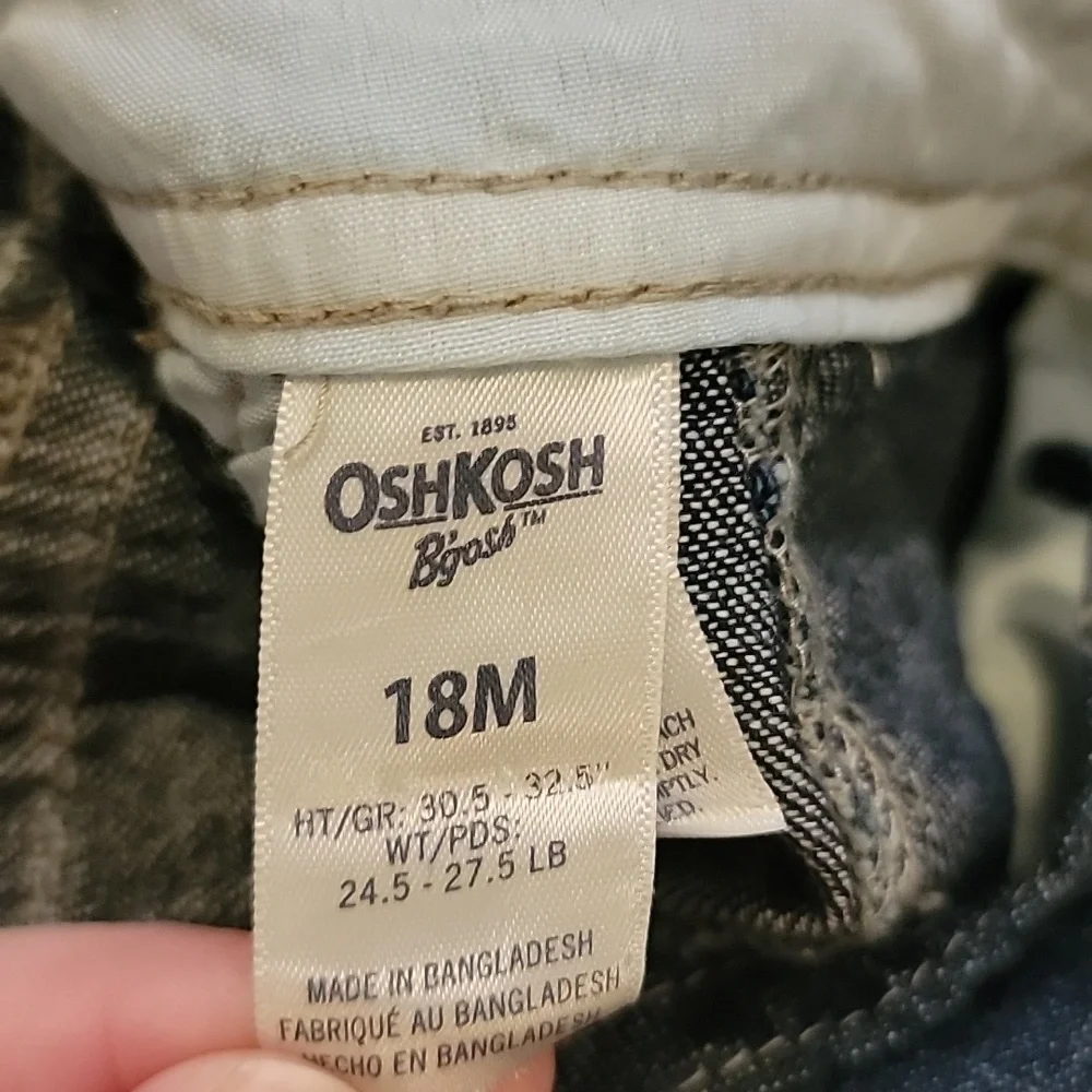 Oshkosh b'gosh 18 month denim chambray jeans overalls shorts painter pockets